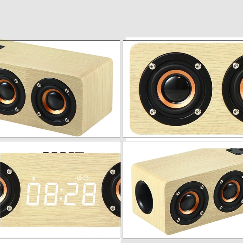 Echo Wall Feature 20W Sound System - Wooden Bluetooth Sound Bar with Enhanced Audio Experience & HiFi Sound Quality for PC/TV – Home Theater with 4 Speaker Soundbox