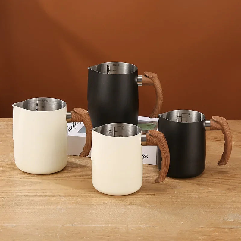 304 Stainless Steel Coffee Frothing Pitcher with Scale for Latte Making– Kitchen Cafe Accessories for Steamed Milk and Coffee Art
