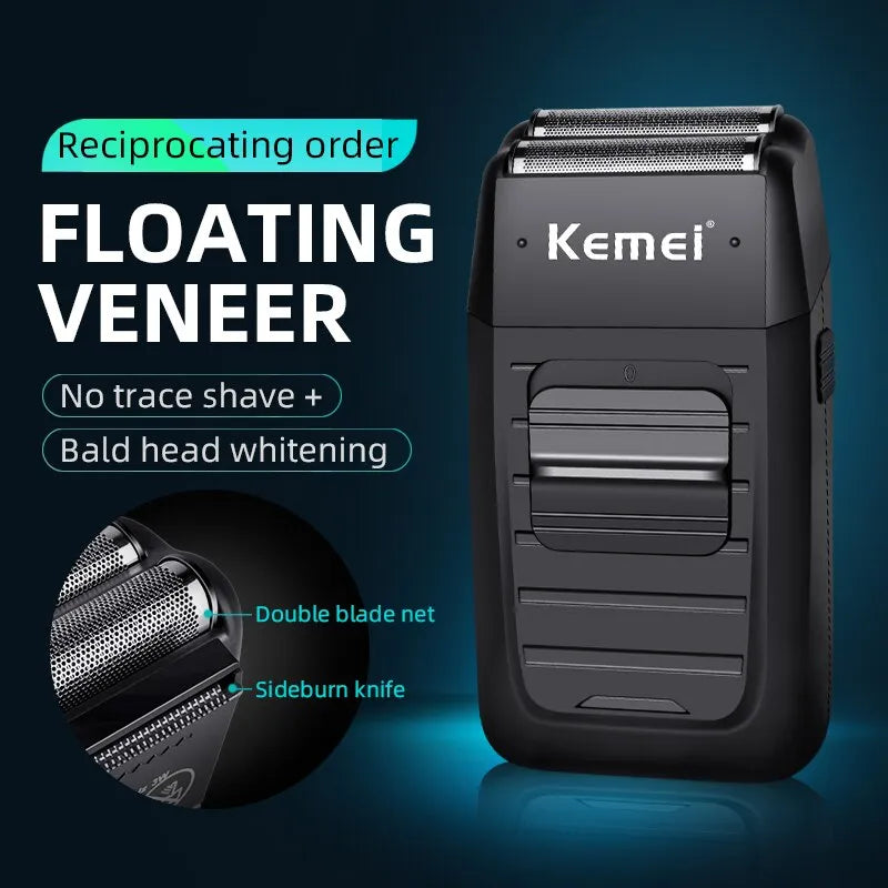 KEMEI-1102 Compact Men's Electric Shaver Kit - Rechargeable Lithium Ion, Professional Foil Shaver