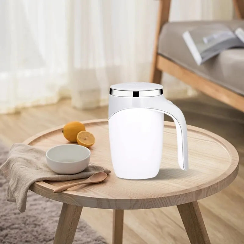Rechargeable Stainless Steel Magnetic Coffee Cup with Automatic Stirring – Perfect for Home Use