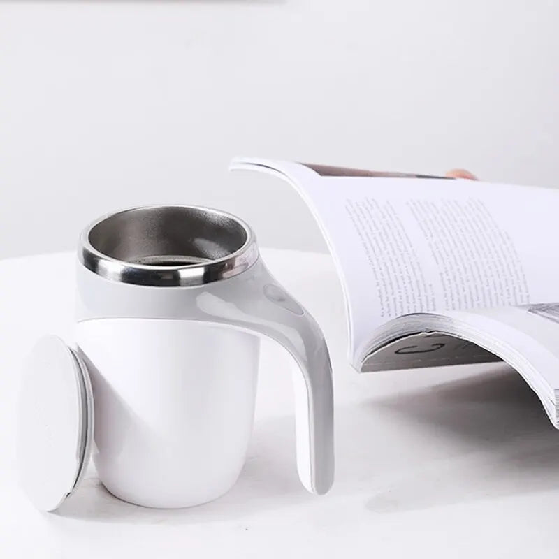 Rechargeable Stainless Steel Magnetic Coffee Cup with Automatic Stirring – Perfect for Home Use