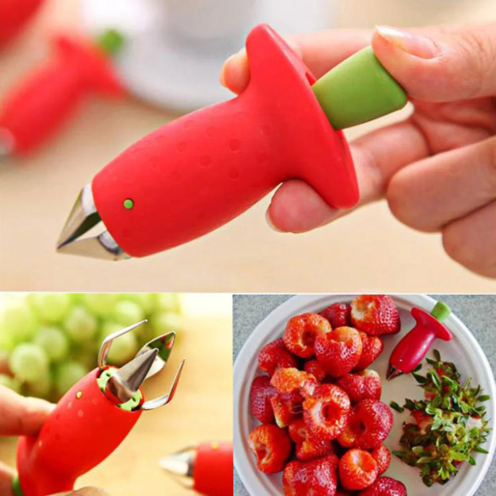 Strawberry Huller and Tomato Stalk Remover - Metal Stem Remover Tool for Fruit and Vegetables - Kitchen Gadget for Removing Stems and Leaves - Free Shipping
