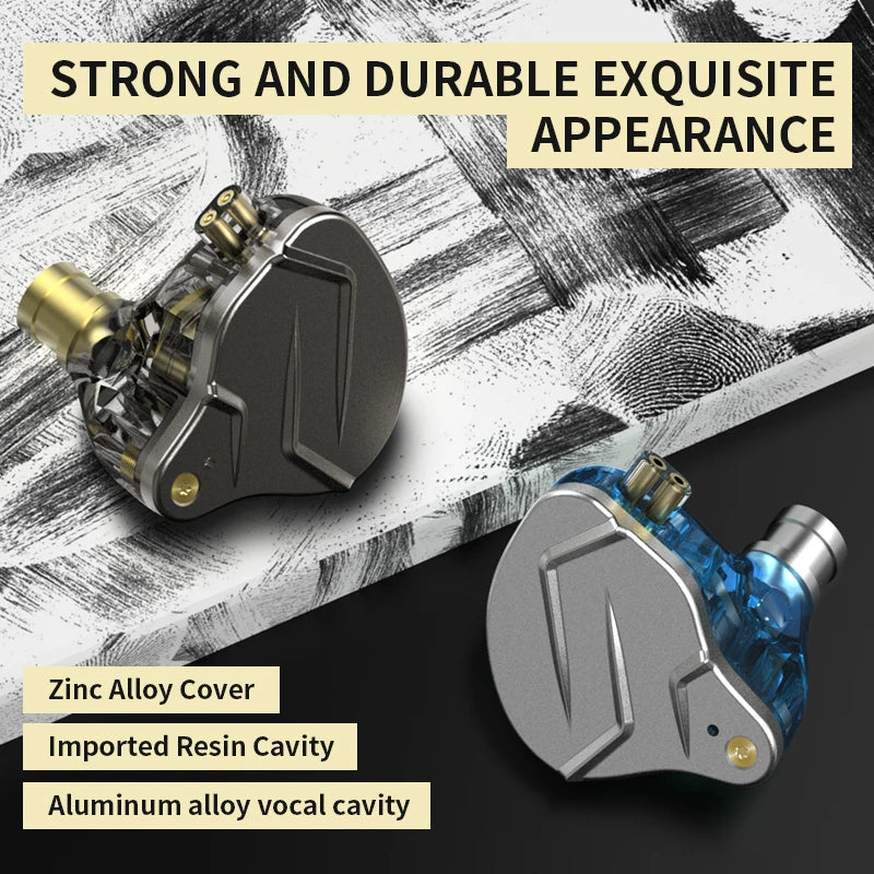 KZ ZSN Pro Metal Earphones: Hybrid Technology 1BA+1DD, High Fidelity Bass, In-Ear Monitor Earbuds, Sporty Noise Cancelling Headset