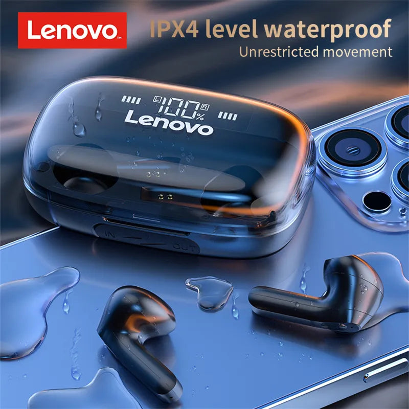 Lenovo QT81 Wireless Gaming Headset with 1200mAh, 60-Hour Playtime, Bluetooth 5.0, Stereo Bass, Dual Mic & AI Noise Reduction