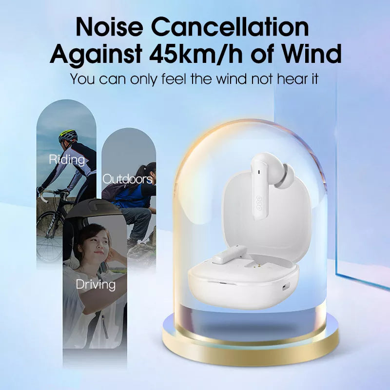QCY HT05 ANC Wireless Earbuds - Bluetooth 5.2, 40dB Noise Cancelling, 6-Mic HD Call, Transparency Mode