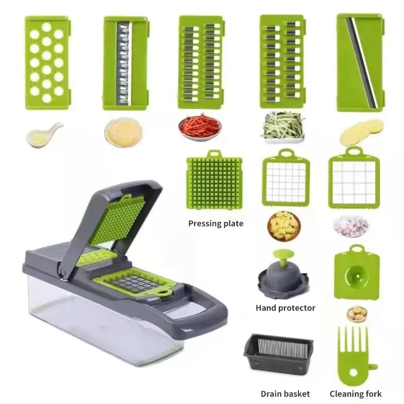 Multifunctional Kitchen Vegetable Slicer Shredder with Basket Fruit Slicer Potato Shredder Carrot Grinder