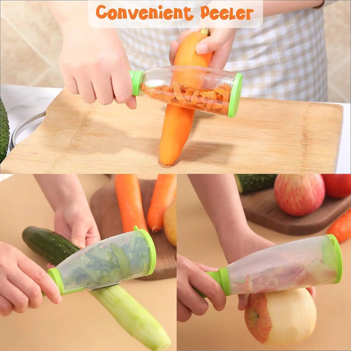 Stainless Steel Vegetable Peeler with Container – Kitchen Gadget for Effortless Potato Peeling, Julienne Cuts, Veggies, and Fruits