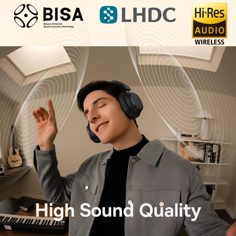 Baseus H1 Pro Wireless Bluetooth Headphones - Hi-Res Certified, Hybrid Active Noise Cancellation, LHDC Earphone