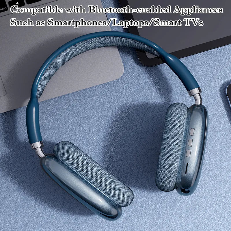 P9 Wireless Bluetooth Headphones with Noise-Cancelling Mic, Stereo Sound, Sports and Gaming Earphones, TF Card Support