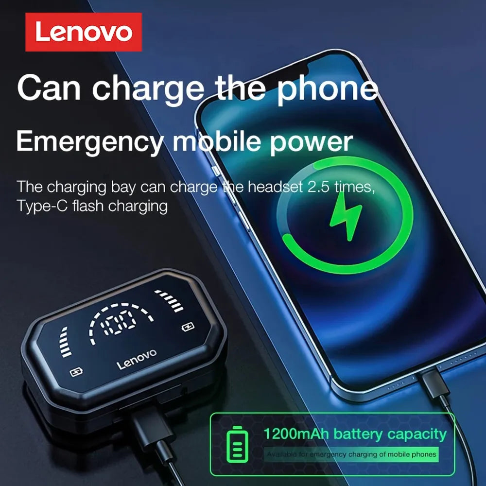 Lenovo LP3 Pro Bluetooth 5.0 Wireless Earphones, HIFI Music Gaming Headset with 1200mAh Battery- TWS Earbuds Display