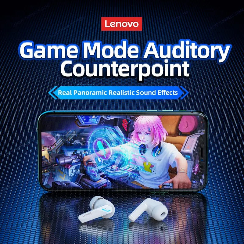 Lenovo GM2 Pro Wireless Gaming Earphones - Bluetooth 5.3, In-Ear Sports Headset, 30hr Battery, Low Latency, Dual Mode Music, New