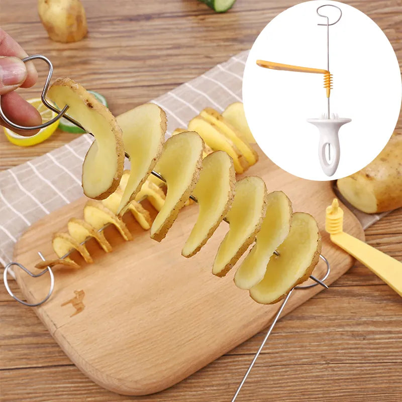 Stainless Steel & Plastic Twist Potato Spiral Slice Cutter Set - Creative Vegetable Tool & Kitchen Gadget