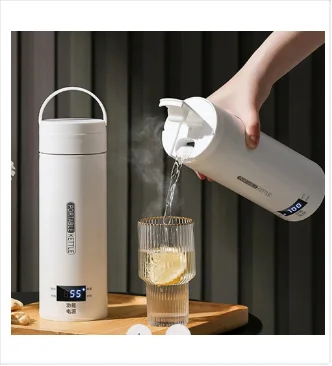 Portable Electric Heating Kettle - LED Multi-Function Automatic Thermostatic Cup for Travel