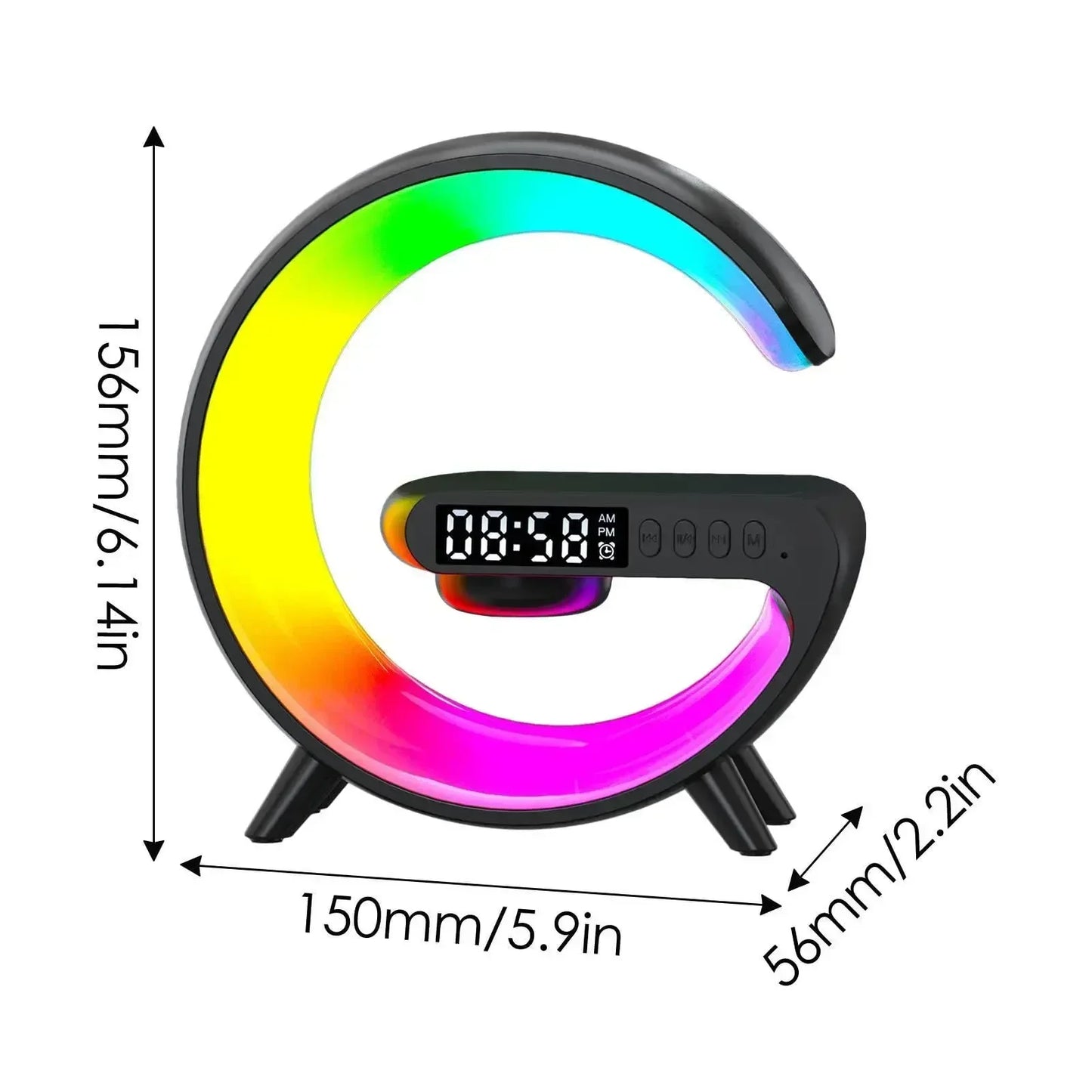15W Fast Wireless Charger with Bluetooth Speaker, Alarm Clock, and Stylish Smart Lamp - Ideal Home Decor & Gift for Girls