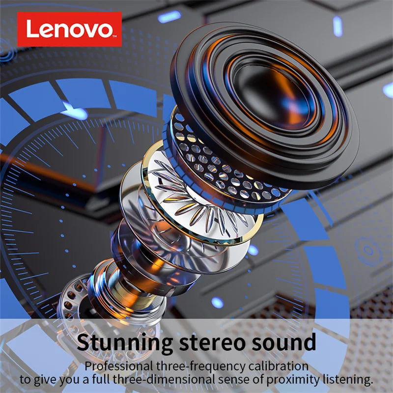 Lenovo QT81 Wireless Gaming Headset with 1200mAh, 60-Hour Playtime, Bluetooth 5.0, Stereo Bass, Dual Mic & AI Noise Reduction