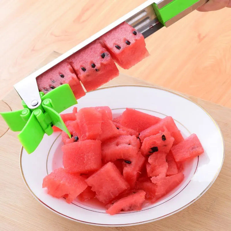Stainless Steel Windmill Shape Watermelon Cutter - Salad Fruit Slicer Kitchen Gadget