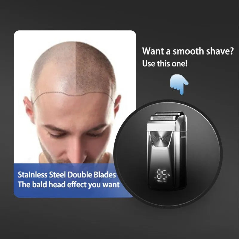 Rechargeable Men's Electric Razor - Wet-Dry Shaver and Beard-Hair Trimmer
