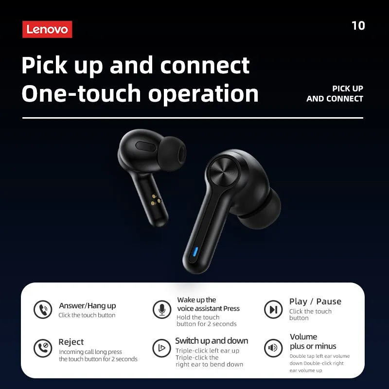 Lenovo LP3 Pro Bluetooth 5.0 Wireless Earphones, HIFI Music Gaming Headset with 1200mAh Battery- TWS Earbuds Display