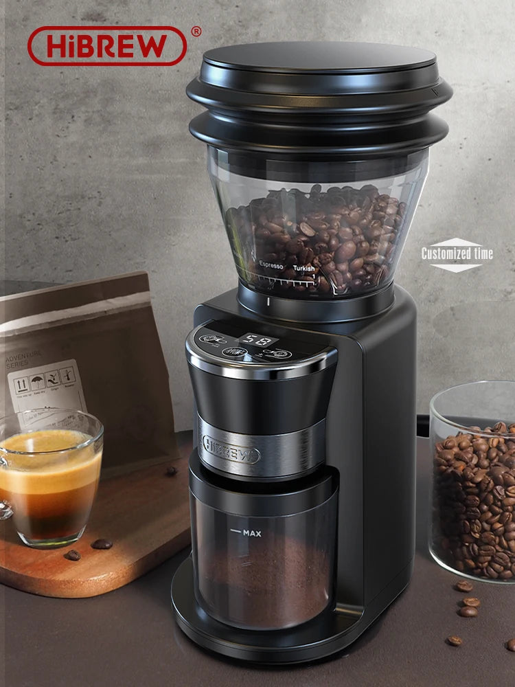 HiBREW G3 Automatic Electric Coffee Grinder - Burr Mill with 34 Gears for Espresso, American Coffee, Pour Over - Features Visual Bean Storage