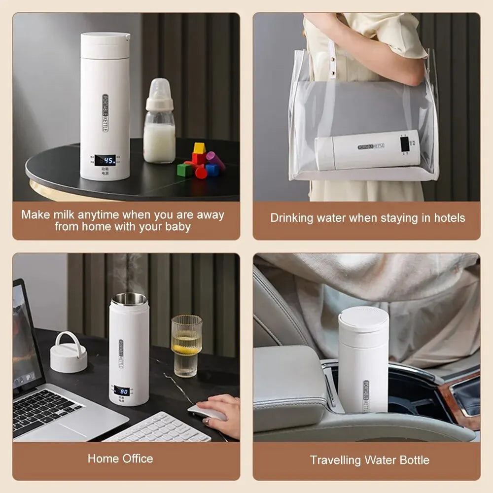 Portable Electric Heating Kettle - LED Multi-Function Automatic Thermostatic Cup for Travel