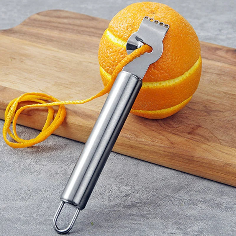 Stainless Steel Lemon Zester & Grater with Orange Peeler - Citrus Fruit Peeling Knife, Kitchen Gadgets & Bar Accessories