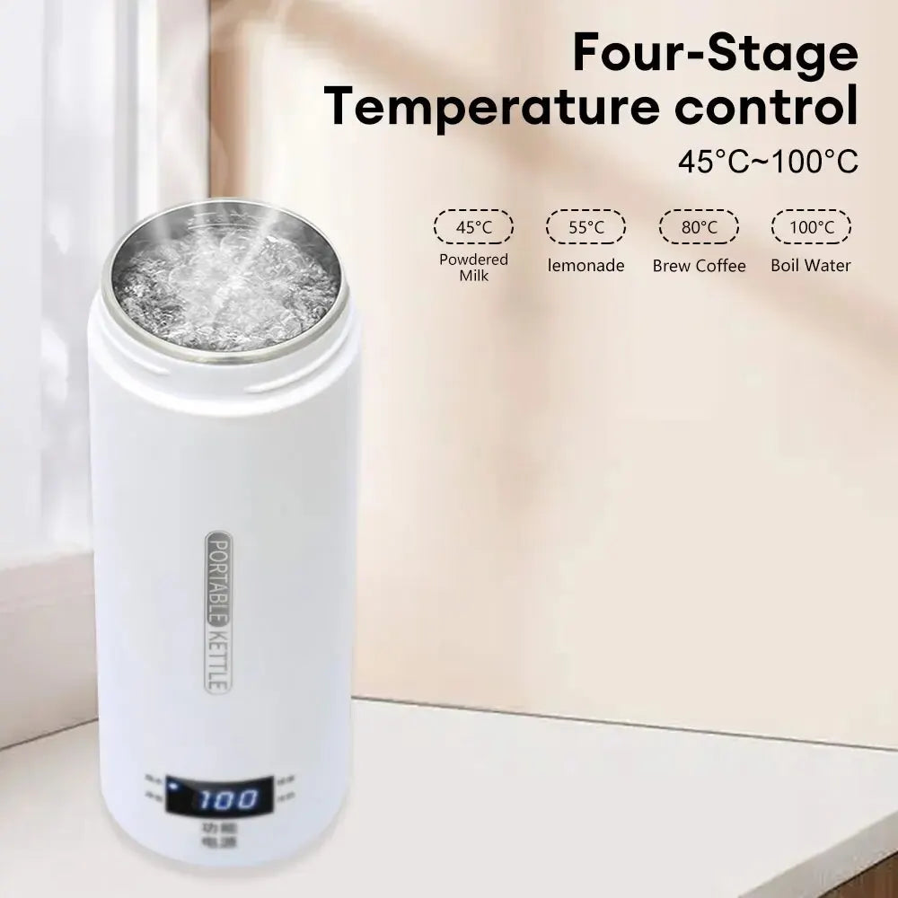 Portable Electric Heating Kettle - LED Multi-Function Automatic Thermostatic Cup for Travel