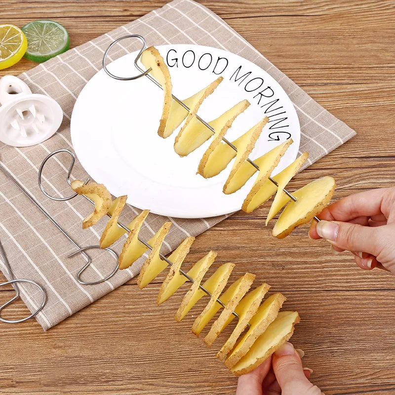 Stainless Steel & Plastic Twist Potato Spiral Slice Cutter Set - Creative Vegetable Tool & Kitchen Gadget