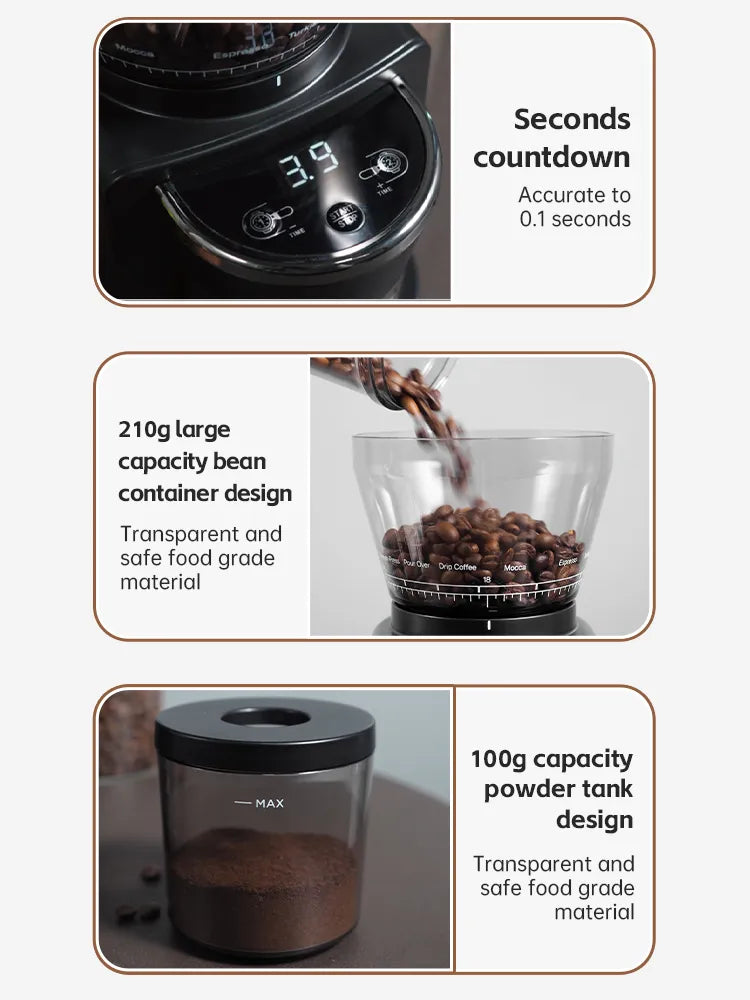 HiBREW G3 Automatic Electric Coffee Grinder - Burr Mill with 34 Gears for Espresso, American Coffee, Pour Over - Features Visual Bean Storage