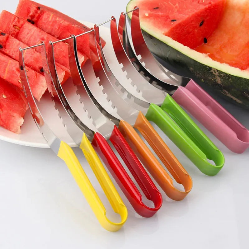 Stainless Steel Watermelon Cutter Tool - Windmill Design for Effortless Salad and Fruit Slicing - Kitchen Gadget with Digging Function - Ideal Watermelon Digger and Slicer - Premium Kitchen Accessory