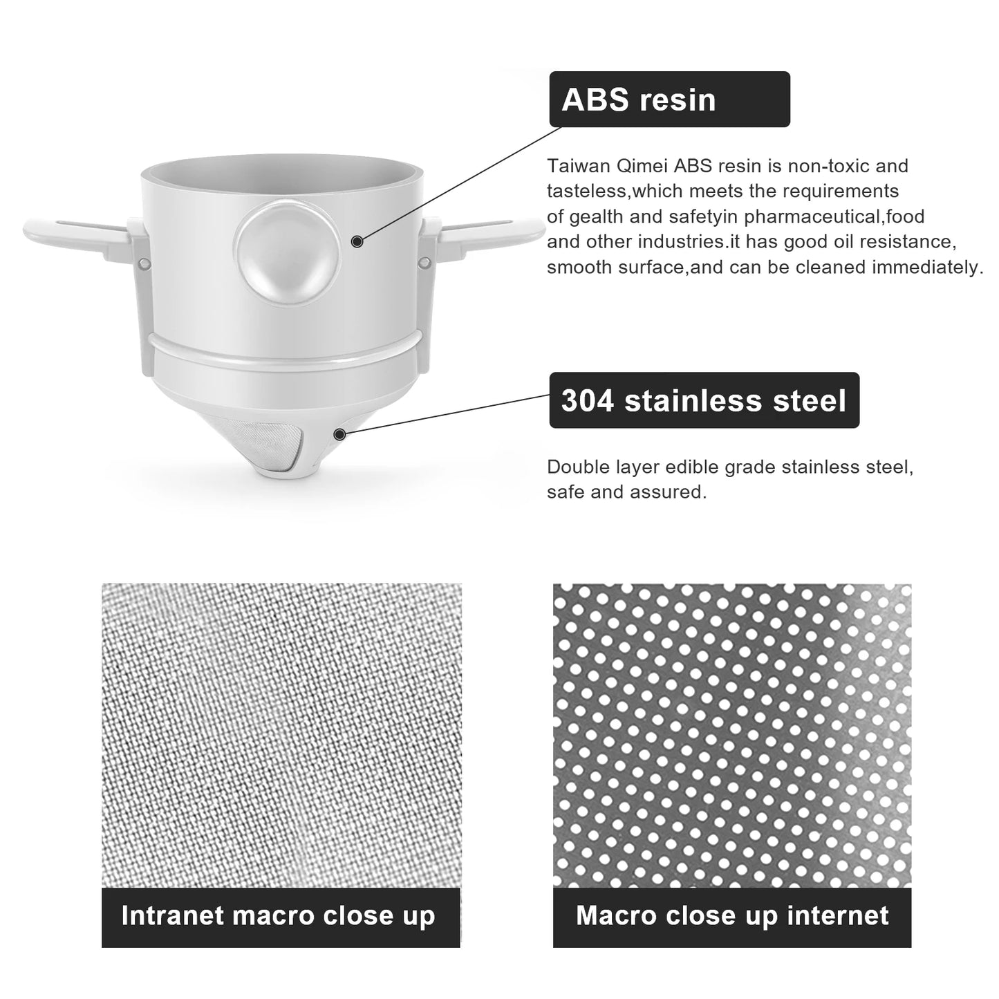 Stainless Steel Portable Foldable Coffee Filter - Easy Clean, Reusable, Paperless Pour Over Holder, Coffee Dripper