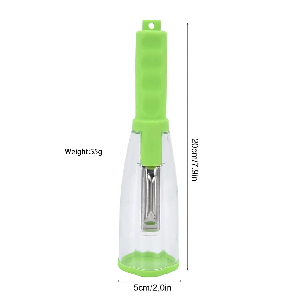 Stainless Steel Vegetable Peeler with Container – Kitchen Gadget for Effortless Potato Peeling, Julienne Cuts, Veggies, and Fruits