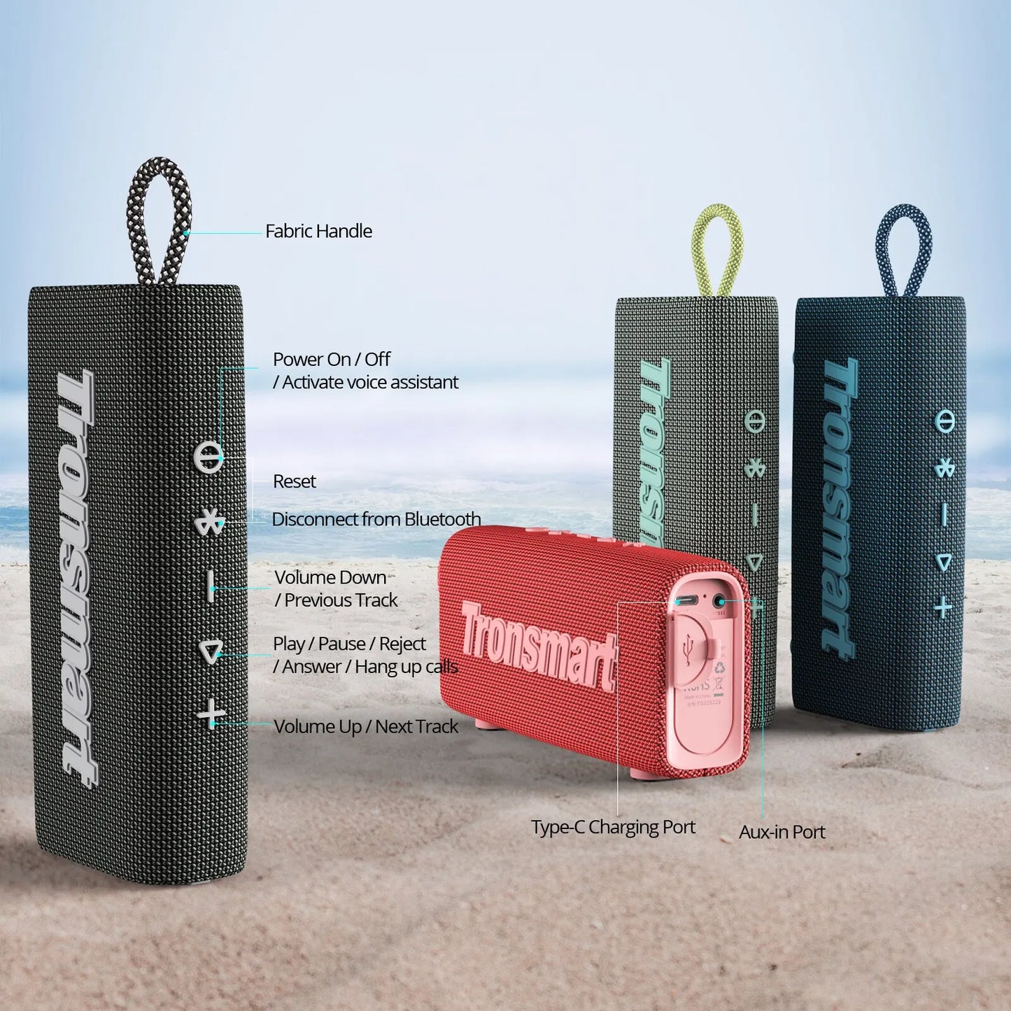 Tronsmart Trip Waterproof Bluetooth Speaker with Dual-Drivers and True Wireless Stereo for Outdoor Use