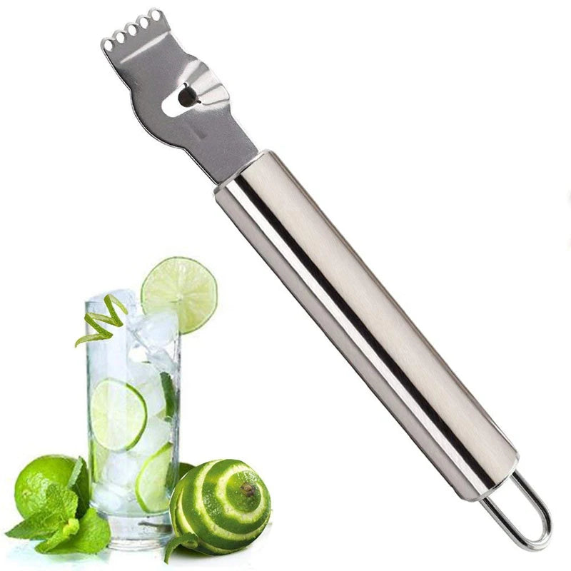 Stainless Steel Lemon Zester & Grater with Orange Peeler - Citrus Fruit Peeling Knife, Kitchen Gadgets & Bar Accessories