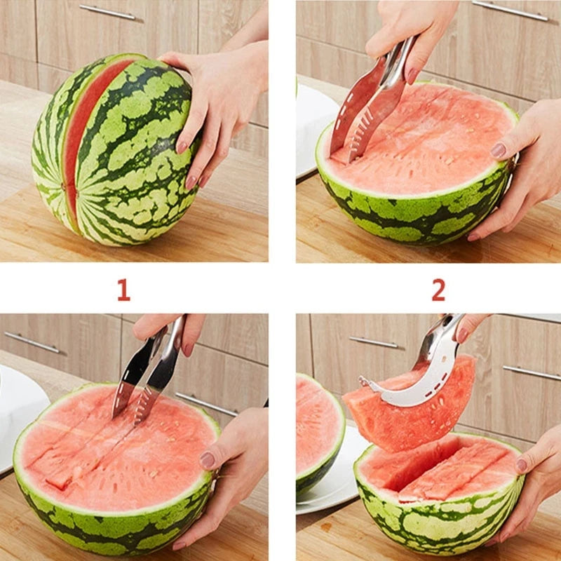 Stainless Steel Watermelon Cutter Tool - Windmill Design for Effortless Salad and Fruit Slicing - Kitchen Gadget with Digging Function - Ideal Watermelon Digger and Slicer - Premium Kitchen Accessory