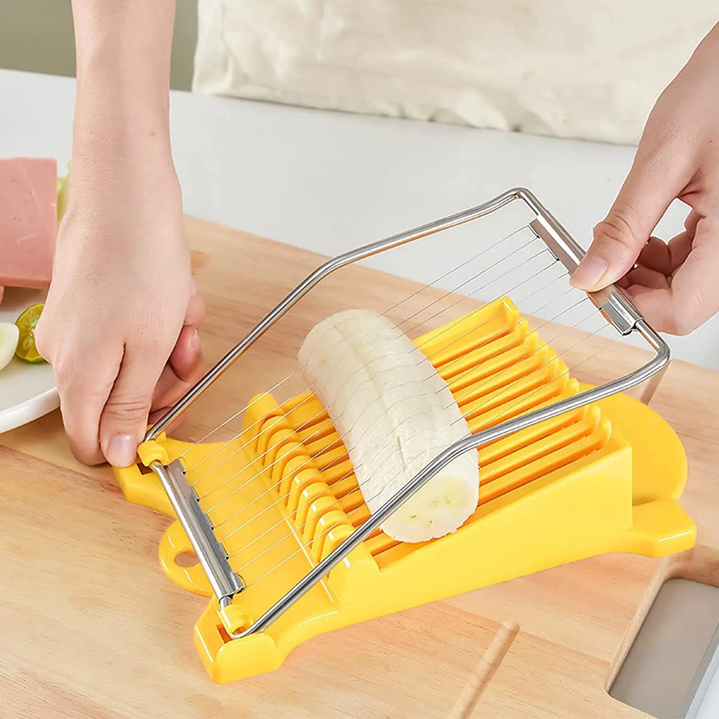 Stainless Steel Multi-Function Luncheon Meat Egg Cutter: Kitchen Gadget for Food, Banana, Cheese, and Strawberry Slicing