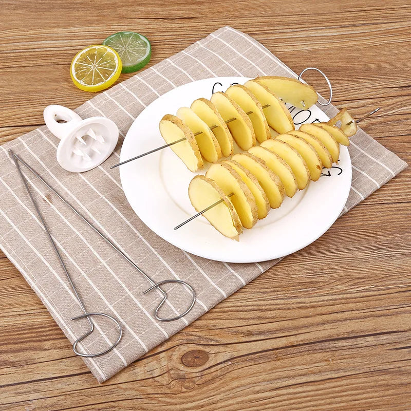 Stainless Steel & Plastic Twist Potato Spiral Slice Cutter Set - Creative Vegetable Tool & Kitchen Gadget