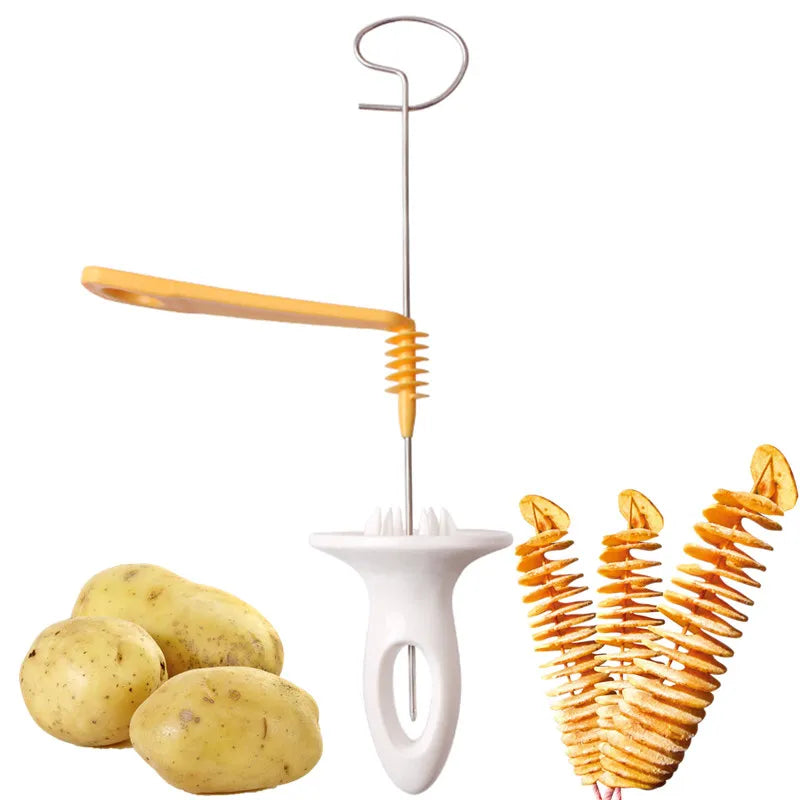 Stainless Steel & Plastic Twist Potato Spiral Slice Cutter Set - Creative Vegetable Tool & Kitchen Gadget