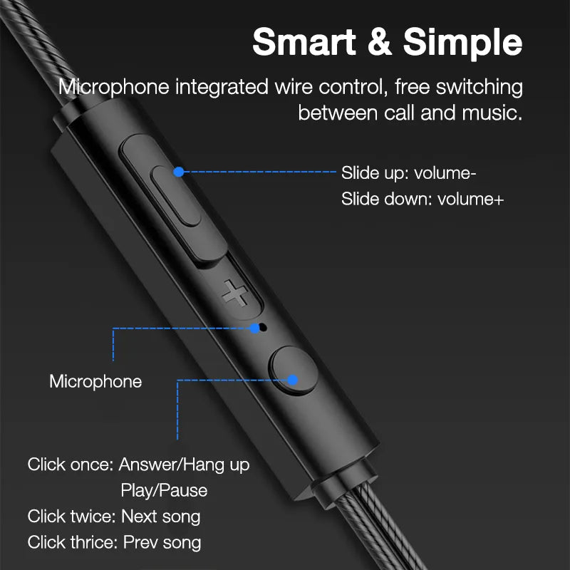 OLAF 3.5mm Wired Headphones: In-Ear Bass Stereo Earbuds with Microphone and Sports In-line Control - Perfect for Phones
