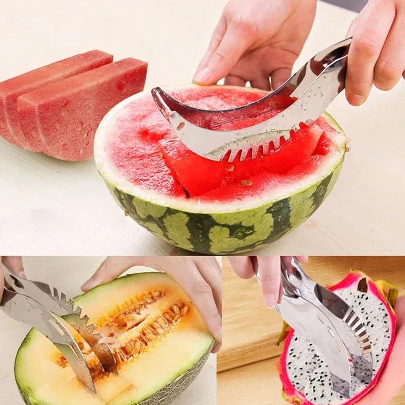 Stainless Steel Watermelon Cutter Tool - Windmill Design for Effortless Salad and Fruit Slicing - Kitchen Gadget with Digging Function - Ideal Watermelon Digger and Slicer - Premium Kitchen Accessory