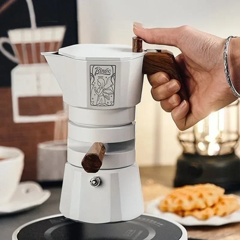 120ml Thermostatic Double Valve Moka Pot - Espresso Extraction and Outdoor Brewing Coffee Barista Accessories