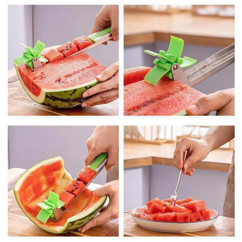Stainless Steel Windmill Shape Watermelon Cutter - Salad Fruit Slicer Kitchen Gadget