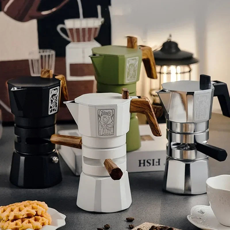 120ml Thermostatic Double Valve Moka Pot - Espresso Extraction and Outdoor Brewing Coffee Barista Accessories