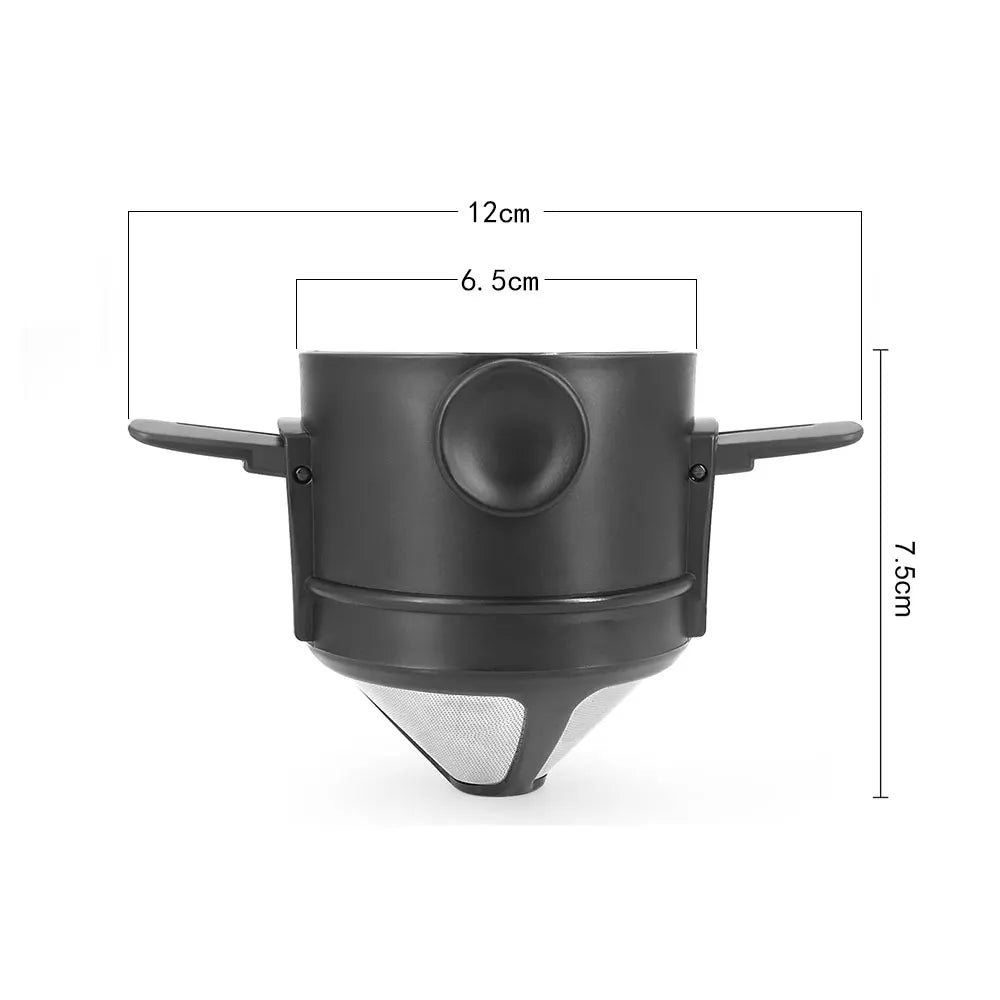 Stainless Steel Portable Foldable Coffee Filter - Easy Clean, Reusable, Paperless Pour Over Holder, Coffee Dripper